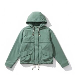 Life in progress woman’s long sleeve front zip green jacket